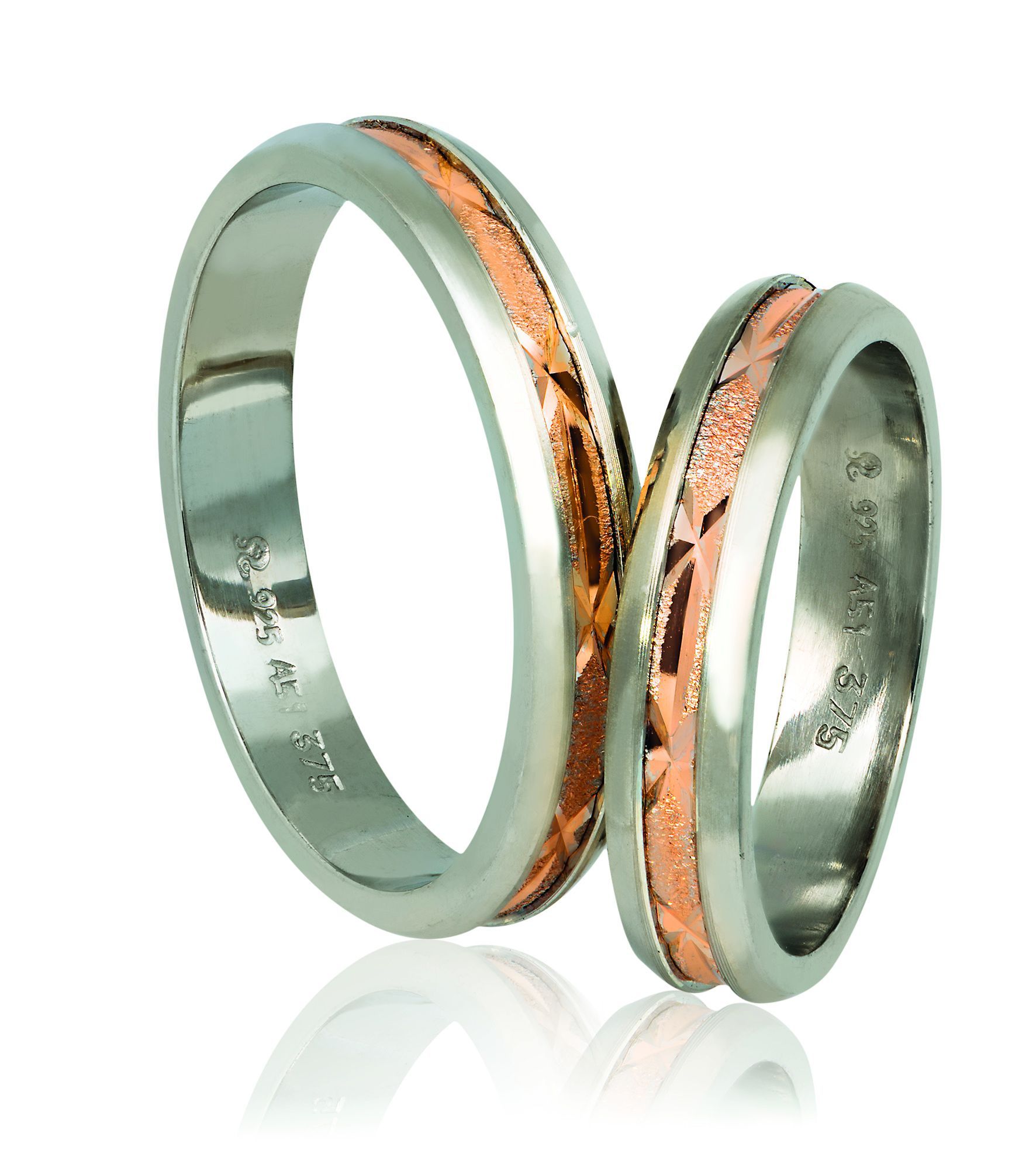 White gold & rose gold wedding rings 4.3mm (code A721r)